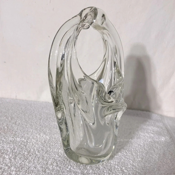 Vintage MCM Murano Art Glass Clear Crystal Basket - Picture 8 of 14